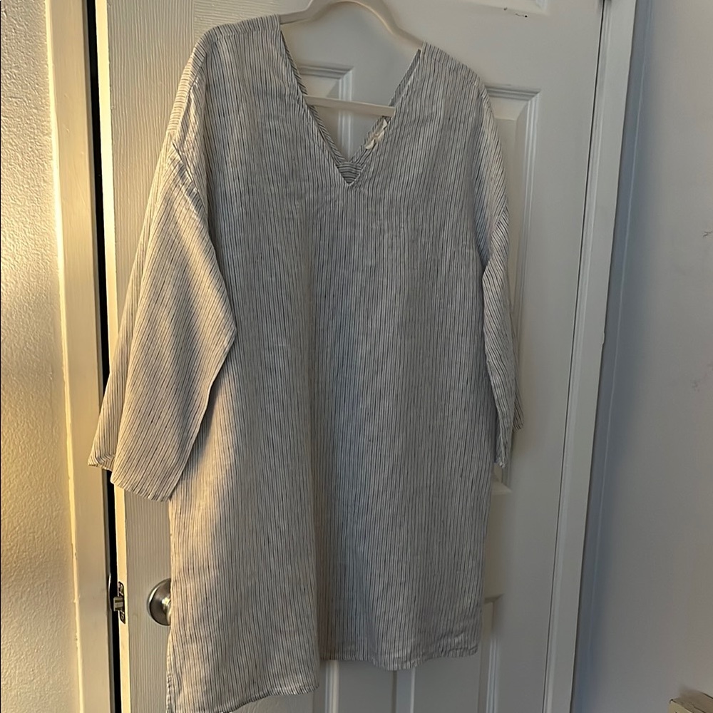 Eileen Fisher linen Black and White Striped tunic